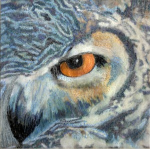 Nicola Haigh's owl embroidery for Shropshire Hills Art Week